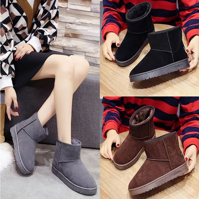 

2020 Winter New Style Hot Sale Women Shoes Flat Round Big Size Wholesale Price Fur Keep Warm Casual Female Snow Booties In Stock