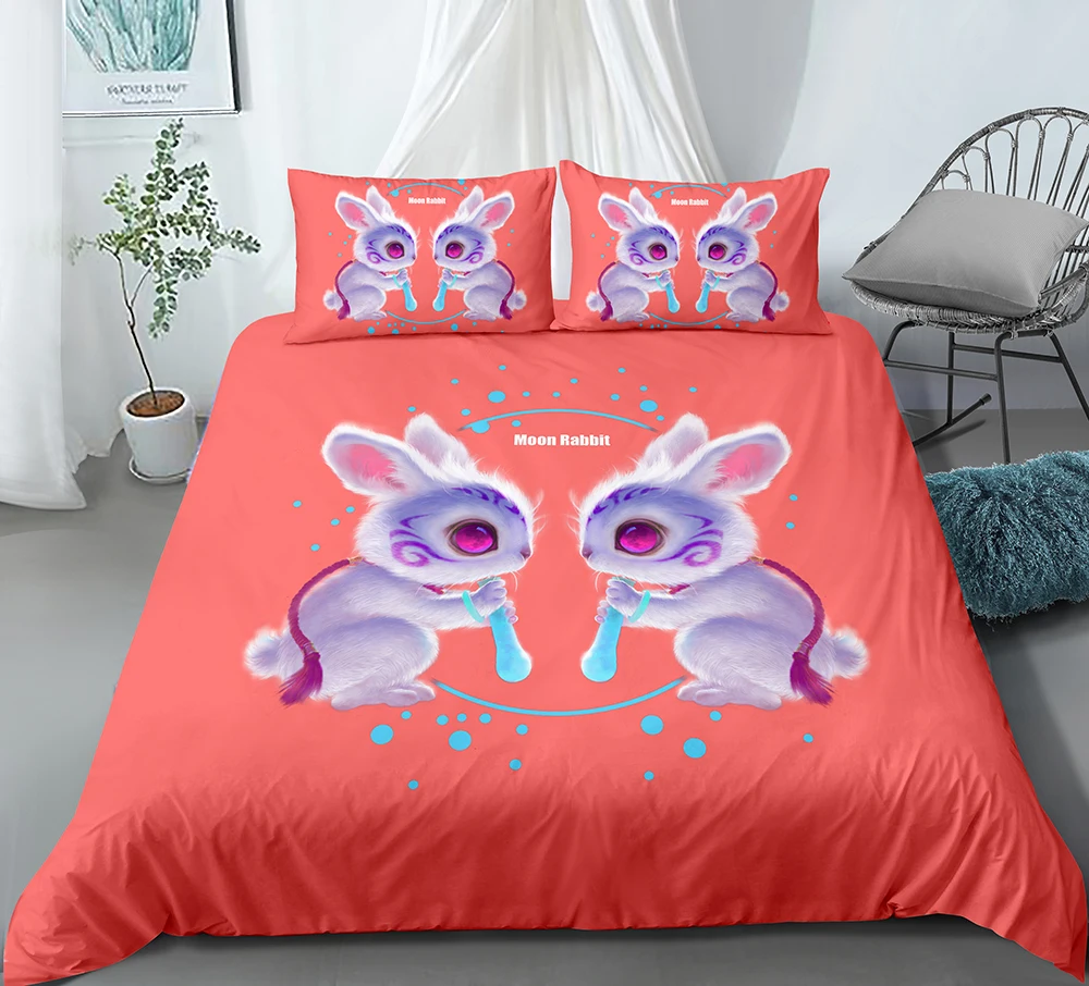 Набор постельного белья с изображением мультяшного татуированного кролика