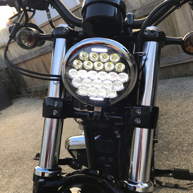 

For Harley Led 5-3/4" 5.75" DRL Halo Projection Moto Headlight For Harley Sporster XL 1200 883 Dyna Glide Fat Bob Street Bob