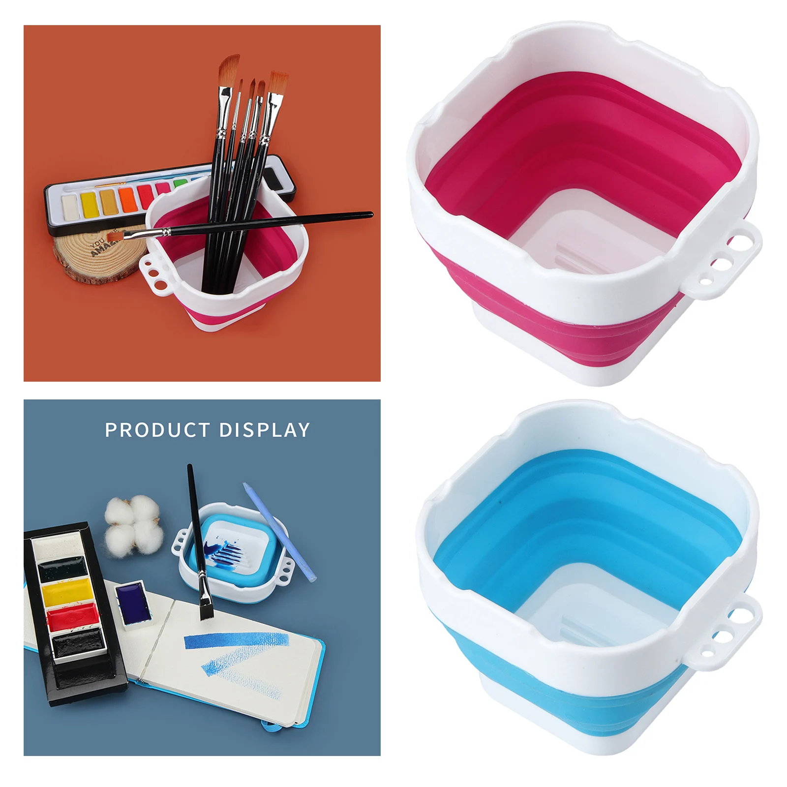 

Paint Brush Washer Foldable Water Barrel Bucket Artist Cleaner Pot Tool