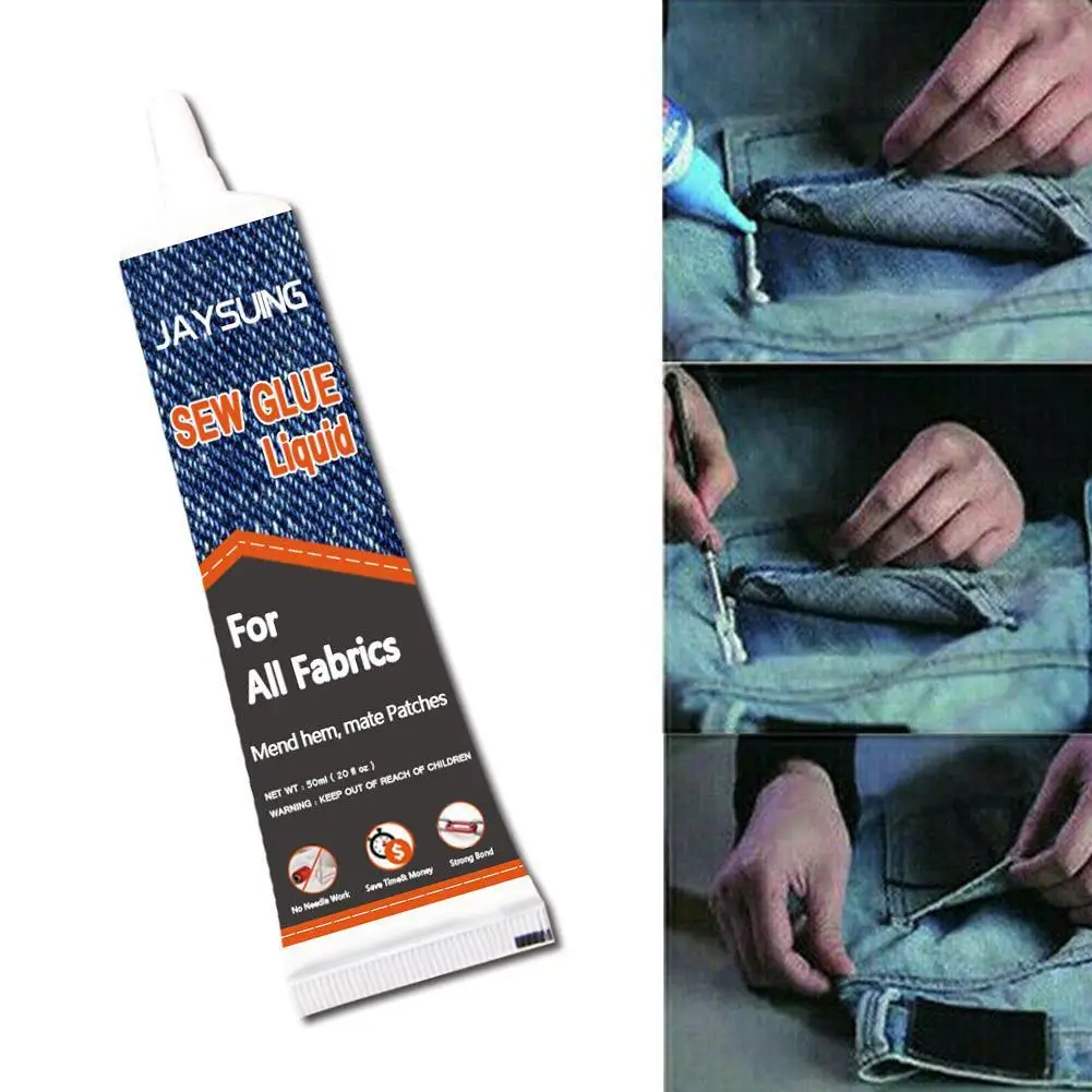 

50ml Sew Glue Liquid Bonding Repair For Clothes Denim Office Glue Tool Universal DIY Fabric All Leather C6N5