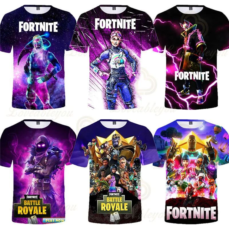 Летняя модная футболка для мужчин и женщин детей с 3D принтом Fortnite коротким