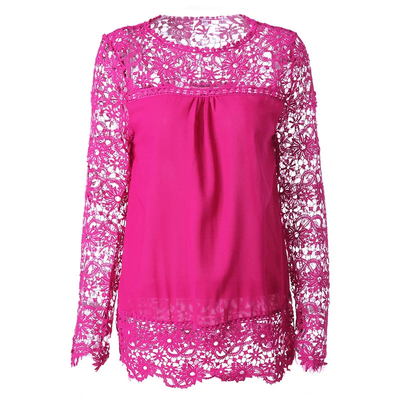 

Taniafa Plus Size 7XL Sexy Lace Blouse Women Spring Summer T Shirts Female Loose Tops Long Sleeve Blouse