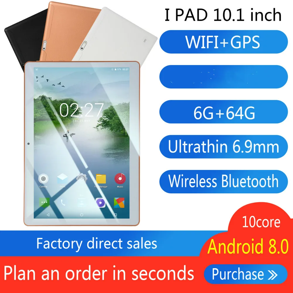2021 Wi-Fi планшетный ПК 12800*800 IPS Экран 10 дюймов десять Core 6G + 64G Android 8 0 Dual SIM планшет с