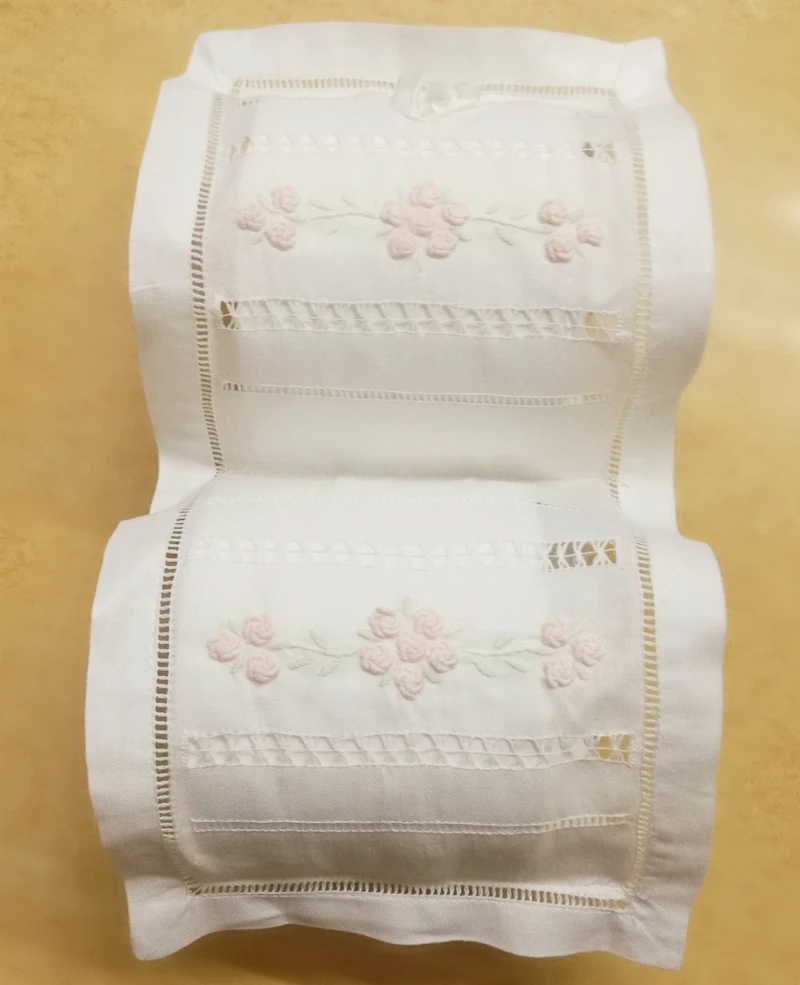 Модный белый двойной льняной чехол для туалетной бумаги с вышитыми цветами 7x17 