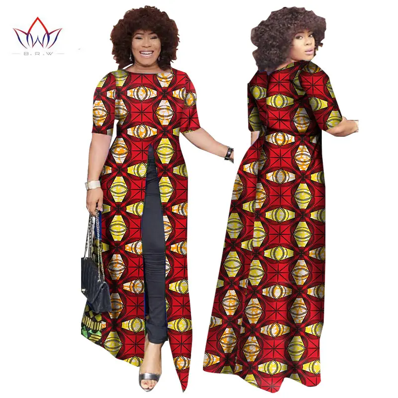 Африканский dashiki африканских платья повседневные Прямые сплит печати Африканский принт хлопок Одежда Сорочка африканского Femme brw WY852 - Цвет: 9