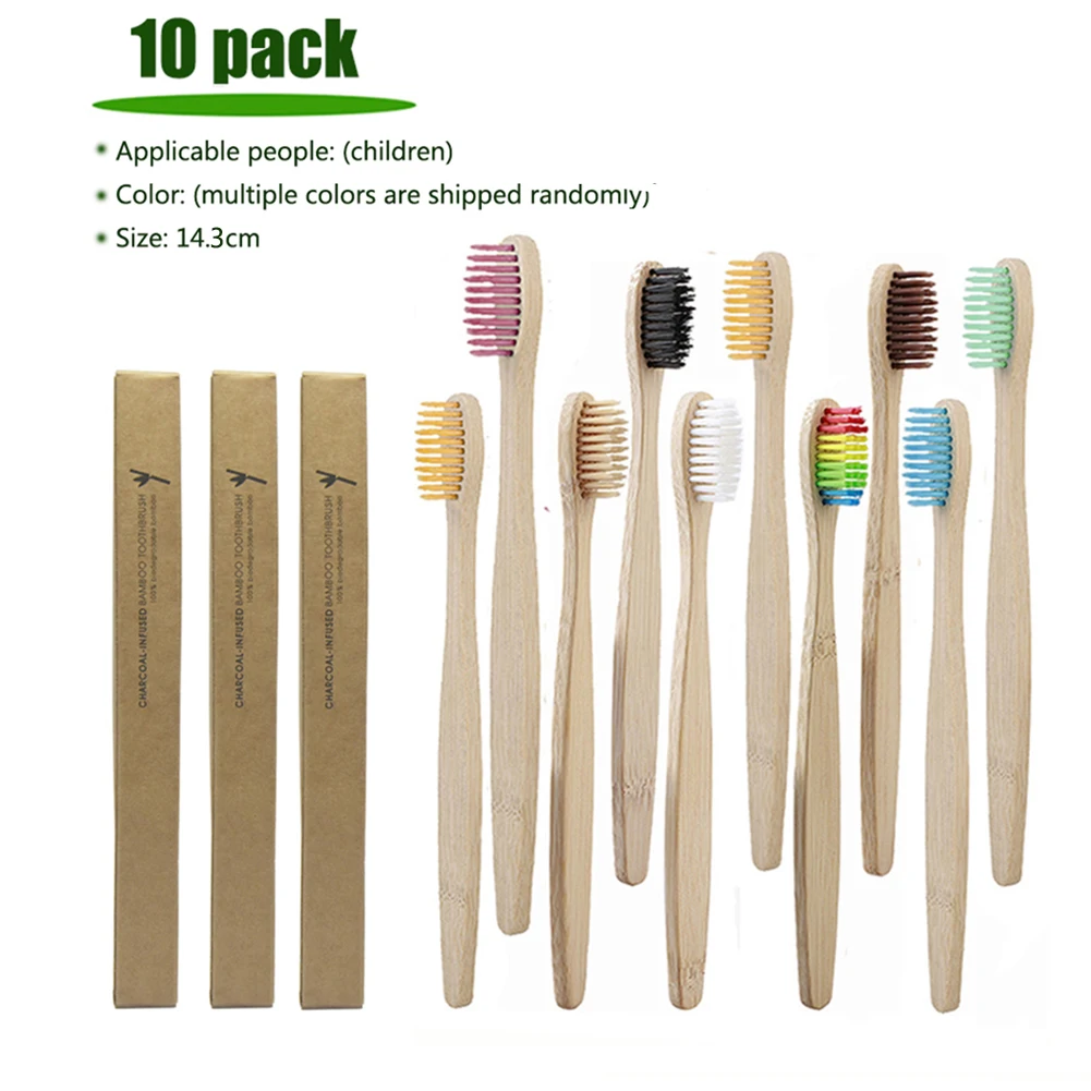 10 child soft brush 10 шт натуральная бамбуковая зубная щетка отбеливающая уход за полостью рта экологически чистые зубные зубы радужные щетки портативная зубная щетка для путешествий - Цвет: 10 child soft brush