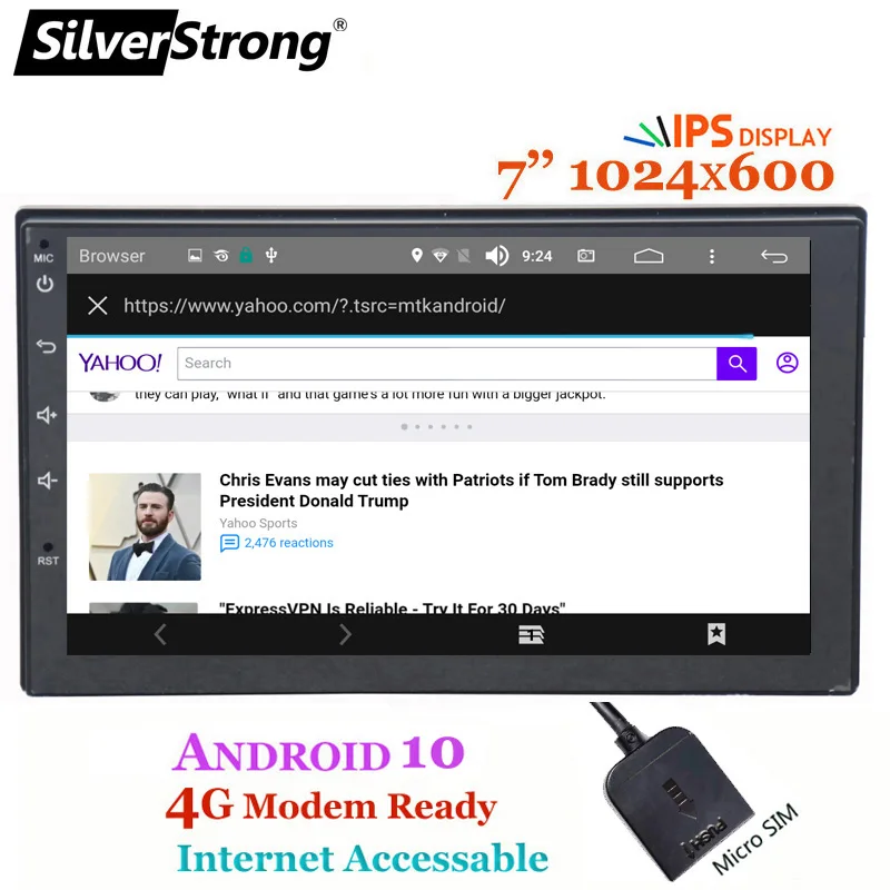 SilverStrong Android10.0 ips автомобильный 2DIN универсальный радио gps стерео DSP два din Авто радио с google play