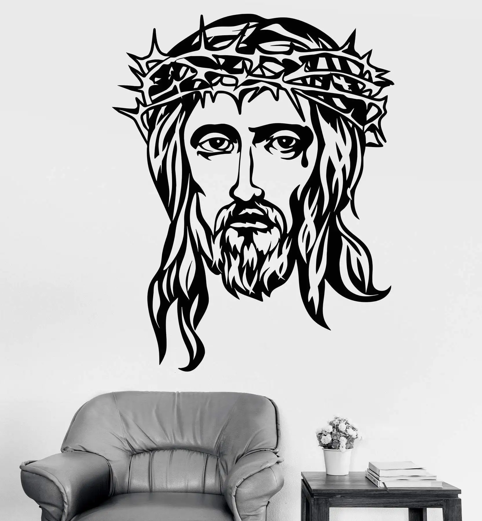 

Vinyl wall decal living room bedroom home decoration god jesus head religion christianity christian sticker art mural GXL27