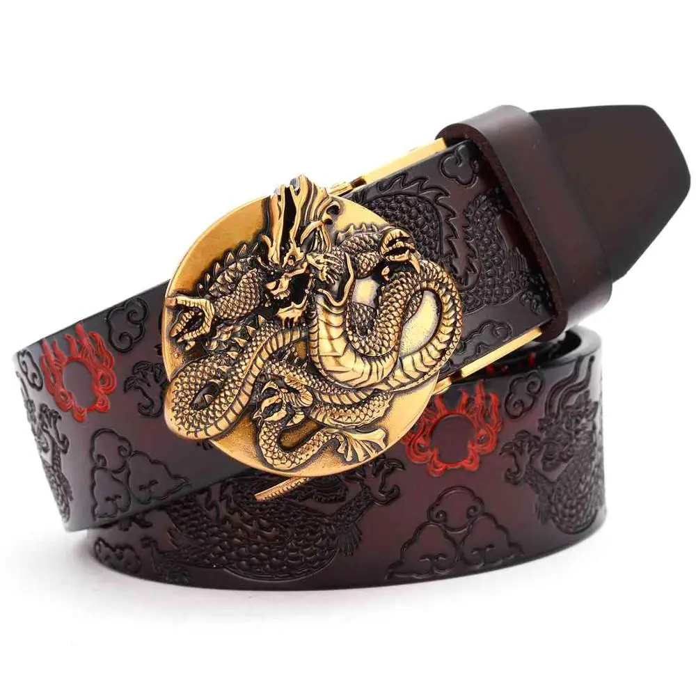 Мужской ремень из натуральной кожи с храповым механизмом модный кожаный