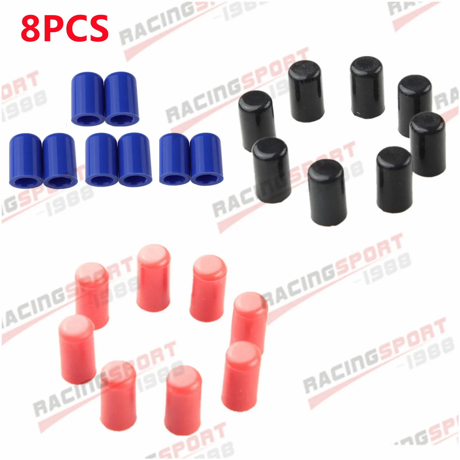 

8PCS 8mm 5/16" Silicone Blanking Cap Intake Vacuum Hose End Bung Plug Caps Black/Blue/Red