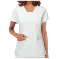 summer uniform nurse womens short sleeve v neck pocket care workers t shirt tops 2021 sexy fashion suecos enfermera