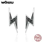 Женские серьги-пусеты WOSTU, из стерлингового серебра 925 пробы с черной молнией, S925