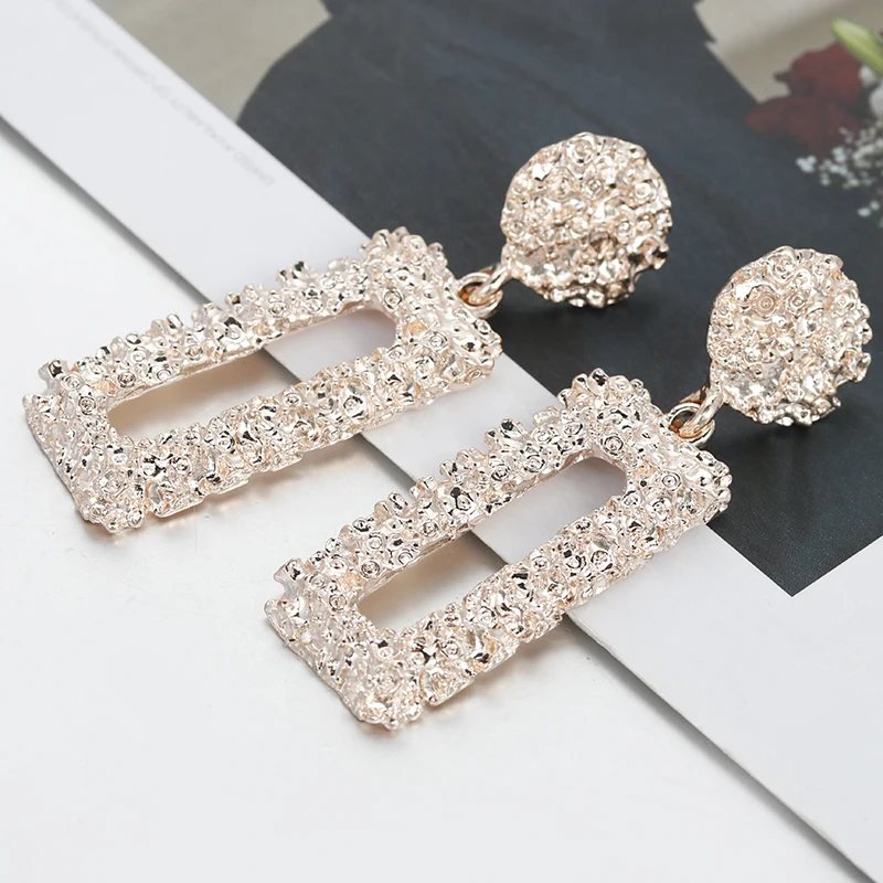 Rose Gold AENSOA, розовое золото/серебро, прямоугольные серьги-капли из сплава, геометрические массивные матовые металлические серьги, свадебные ювелирные изделия - Окраска металла: Rose Gold