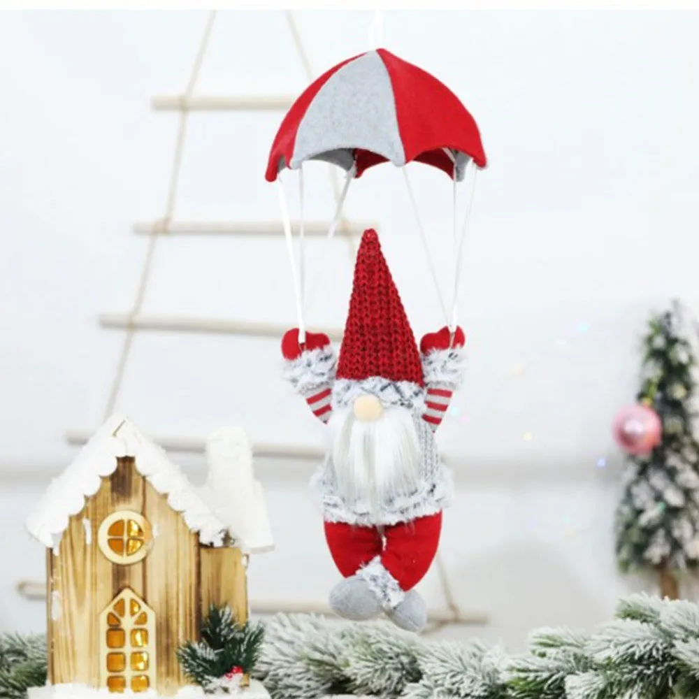 Christmas Faceless Gnome Santa Skydiving Old Man Parachute Xmas Tree Hanging Ornament Doll Home Pendant Gift Drop Party Supplies | Дом и сад