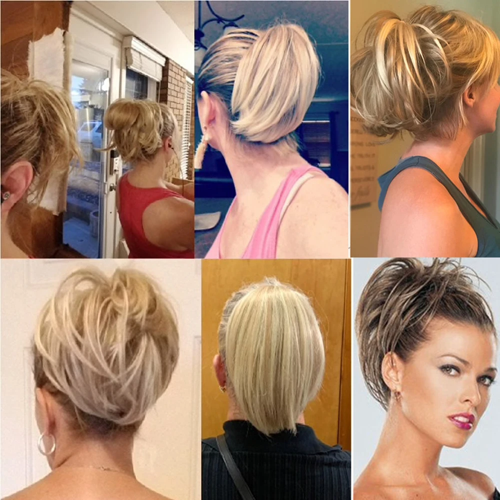 

Synthetic Tousled Flexible Hair Bun Straight Donut Chignon Elastic Messy Scrunchies Wrap For Ponytail Extension For Women