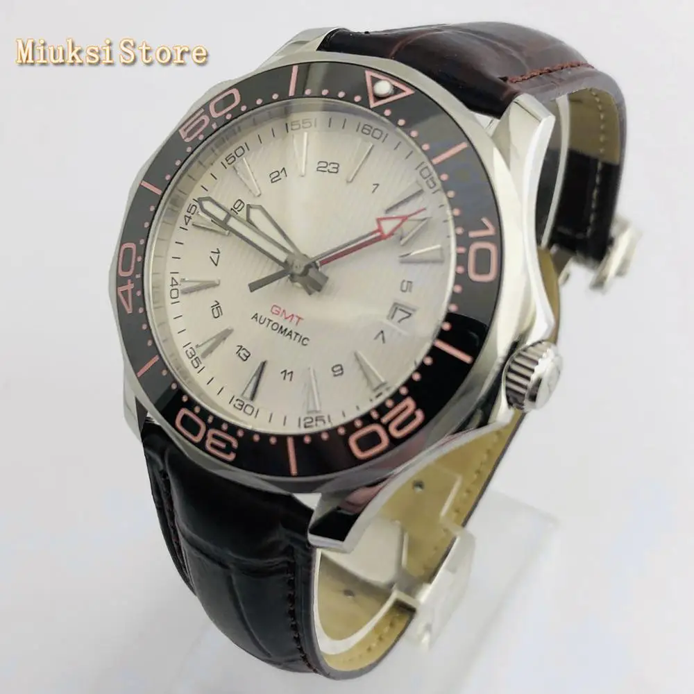 Bliger 41 мм сапфировое стекло керамический Безель белый стерильный циферблат GMT