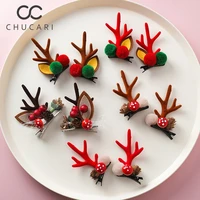 chucari new christmas antlers hairball hairpins headband girls gifts cute hair ornament hair clip kids fashion hair accessories