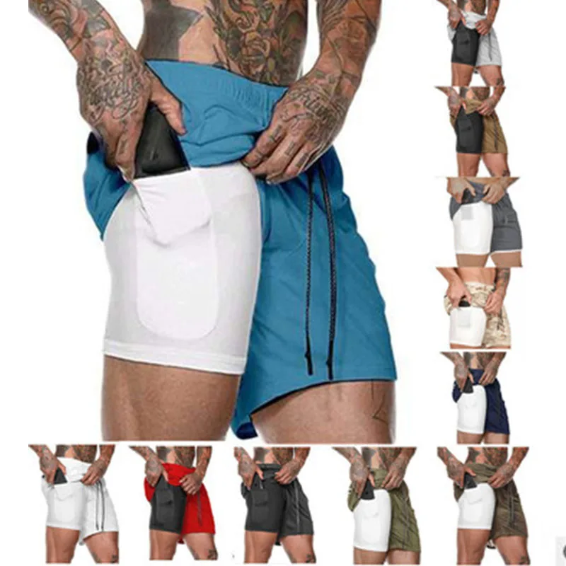 

Gym fitness bodybuilding quick-drying pants jogging shorts men 2 in 1 sports shorts beach shorts men summer running shorts men