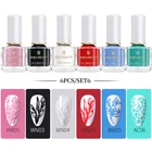 Набор лаков BORN PRETTY для ногтей, 6 шт., штамповочный лак для ногтей, 7 мл, черный, белый, весна-лето, набор для маникюра