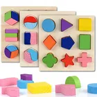 Деревянные геометрическими фигурами головоломка Монтессори сортировки Математика кирпичи дошкольного возраста обучающие игры для маленьких детей игрушки для детей