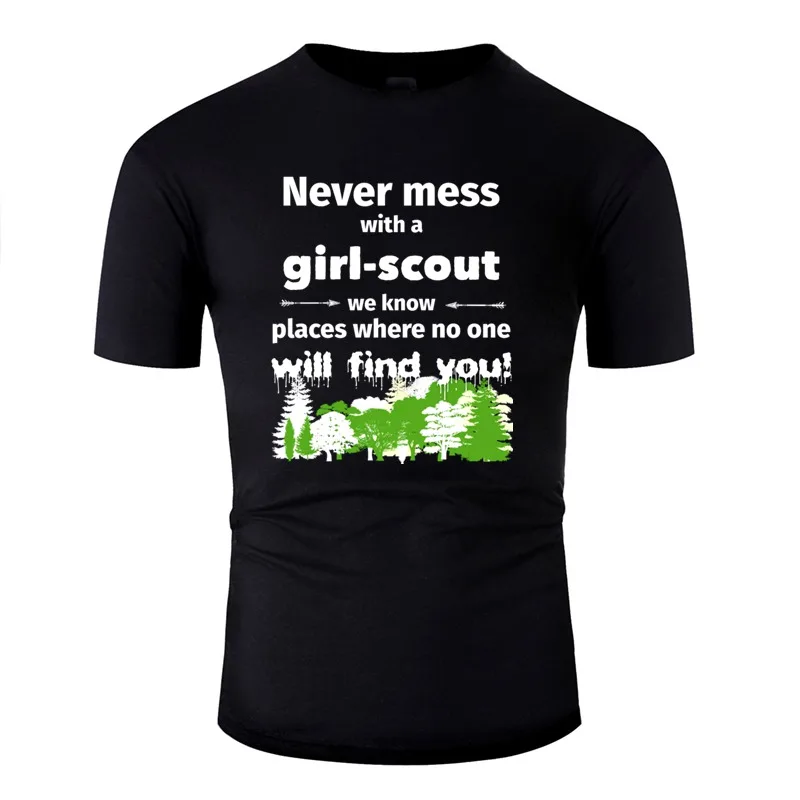 Забавная футболка с надписью Never Mess With A Girl Scout Подарочная для мужчин хлопковые