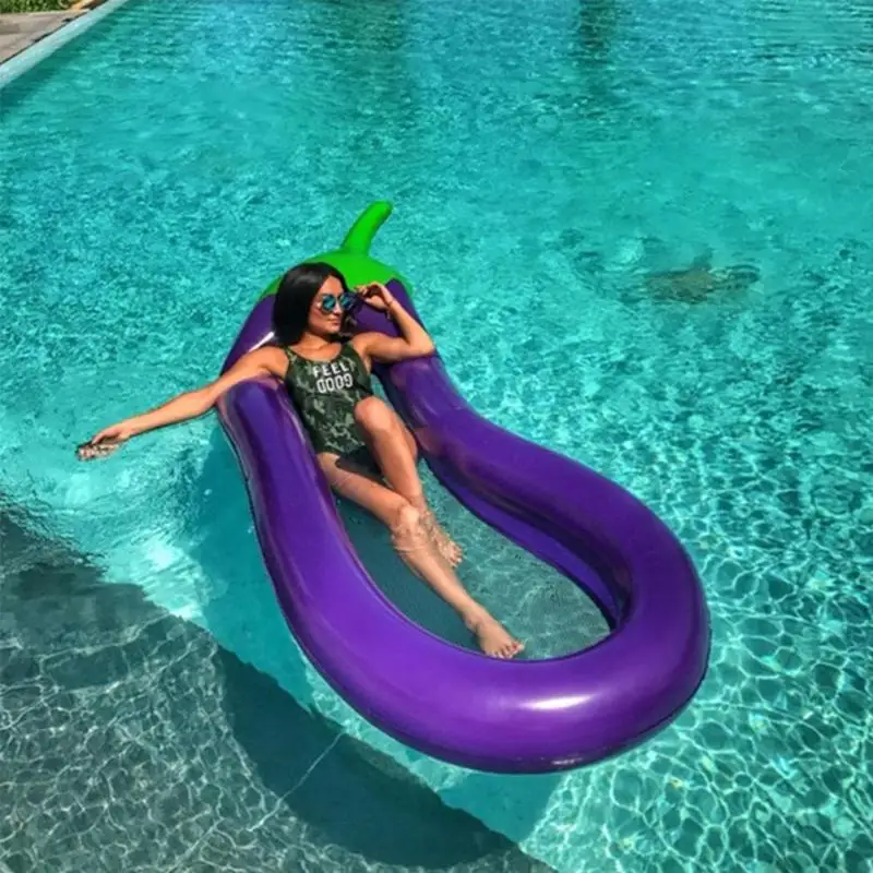 

250cm Gaint Swimming Pool Floating Inflatable Eggplant Mattress Swimming Ring Circle Island Cool Water Party Toy boia piscina
