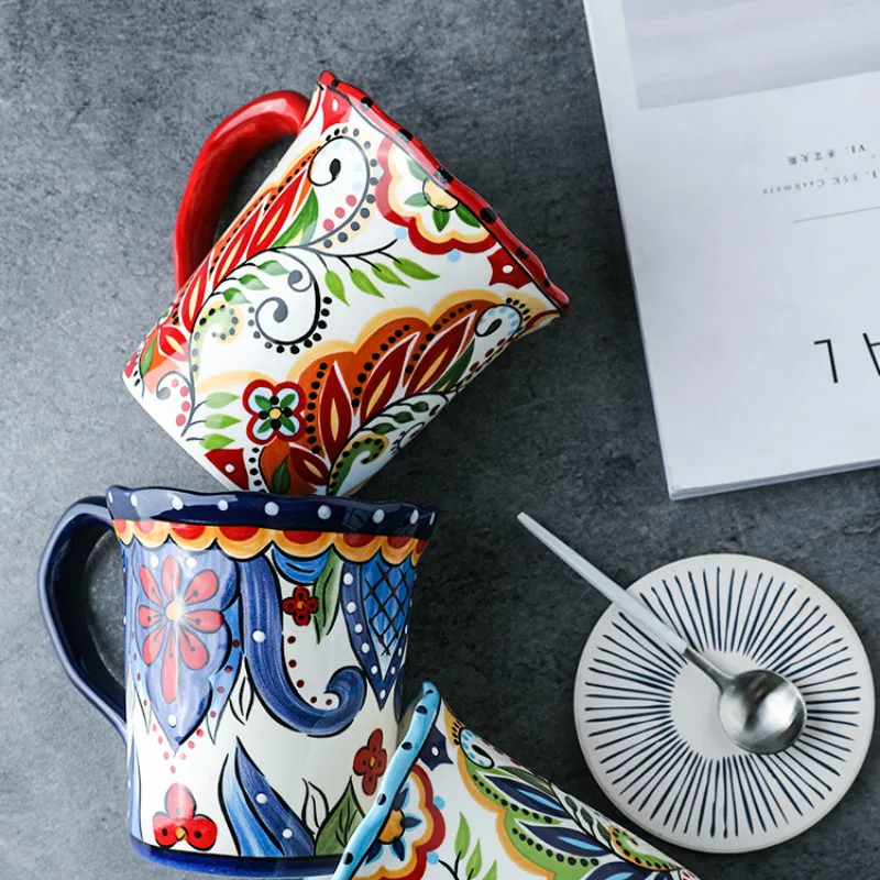 Ручная роспись керамическая кружка для молока и кофе завтрака ручной работы
