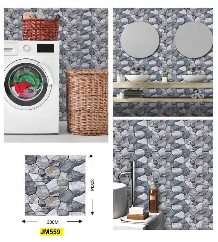 

3D Marble Brick Wall Stickers Oil-proof DIY Self-Adhesive Decor Background For Kids Room Living Room Wallpaper Sticker