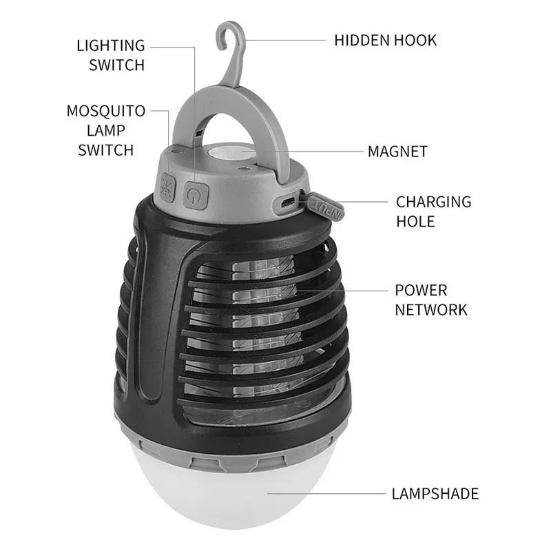 

Mosquito Zapper Lamp Lantern Killer Electronic Multi-Functional Outdoor Camping Pest Repeller Repellent Rechargeable