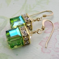 hot sale womens earrings exquisite square cz crystal rhinestone pendant earrings 2 colors zircon earrings female party jewelry