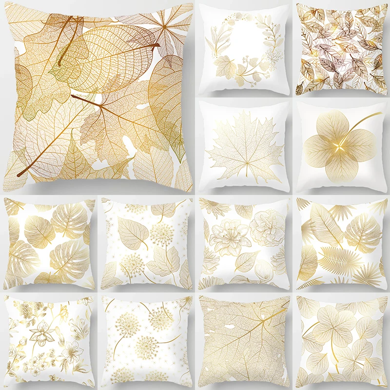 

Yellow Flowers Leaves 43*43cm Cushion Cover Polyester Throw Pillows Decorative Pillowcase For Home Sofa Chair PillowCovers 40816