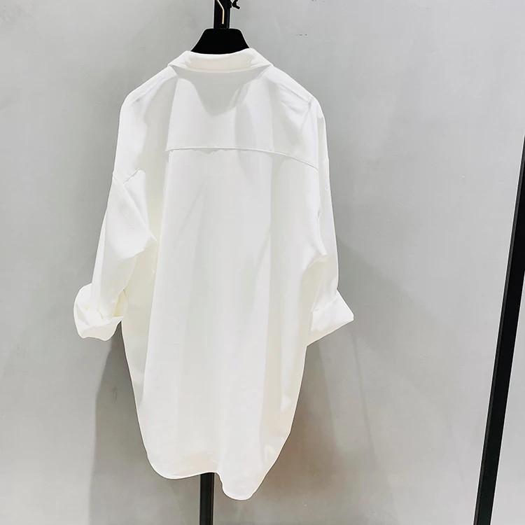 Новая модная Осенняя элегантная женская шифоновая блузка средней длины с