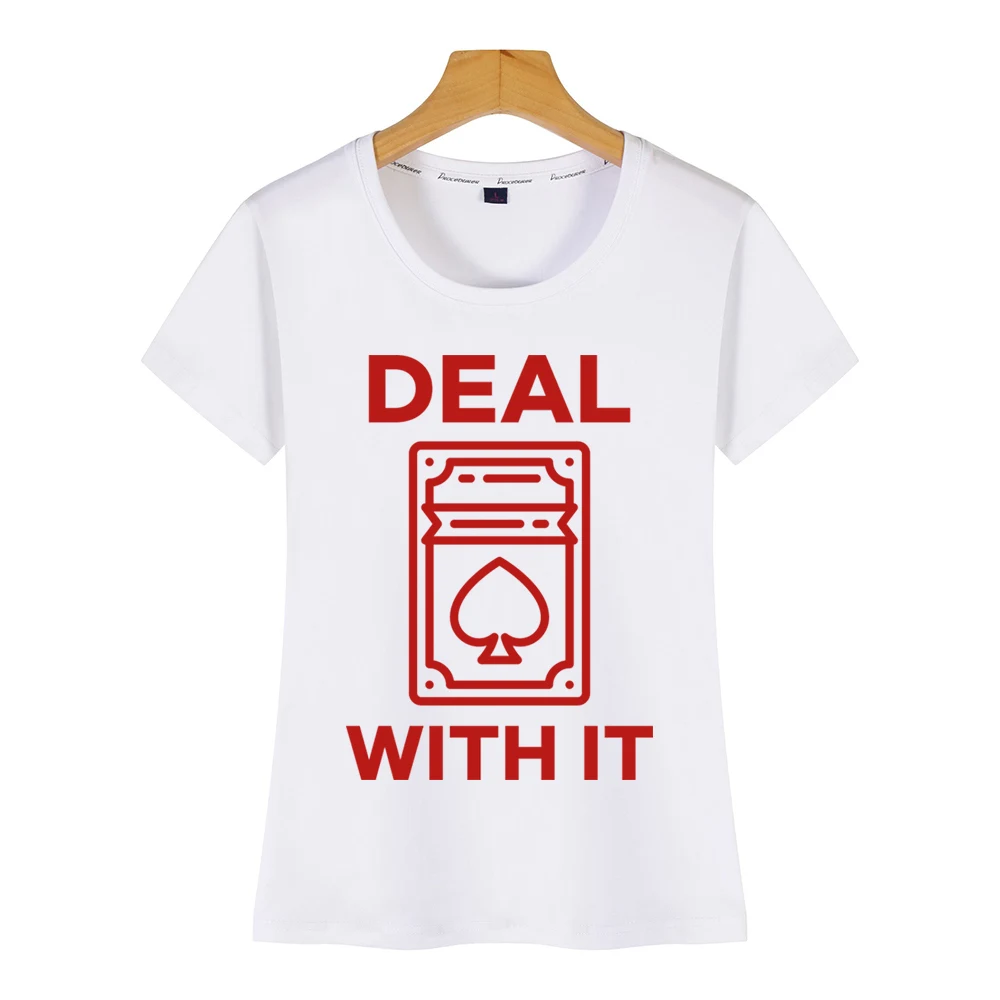 Женская винтажная короткая футболка с надписью deal with it Vogue | одежда