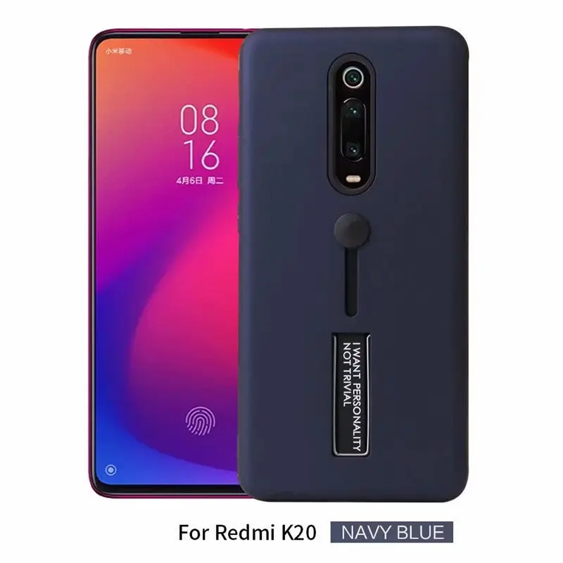 Для Xiao mi 9T mi 9T Pro Чехол ударопрочный Броня держатель кольца для пальца подставка задняя крышка для красного mi K20 Pro Kickstand чехол - Цвет: Navy