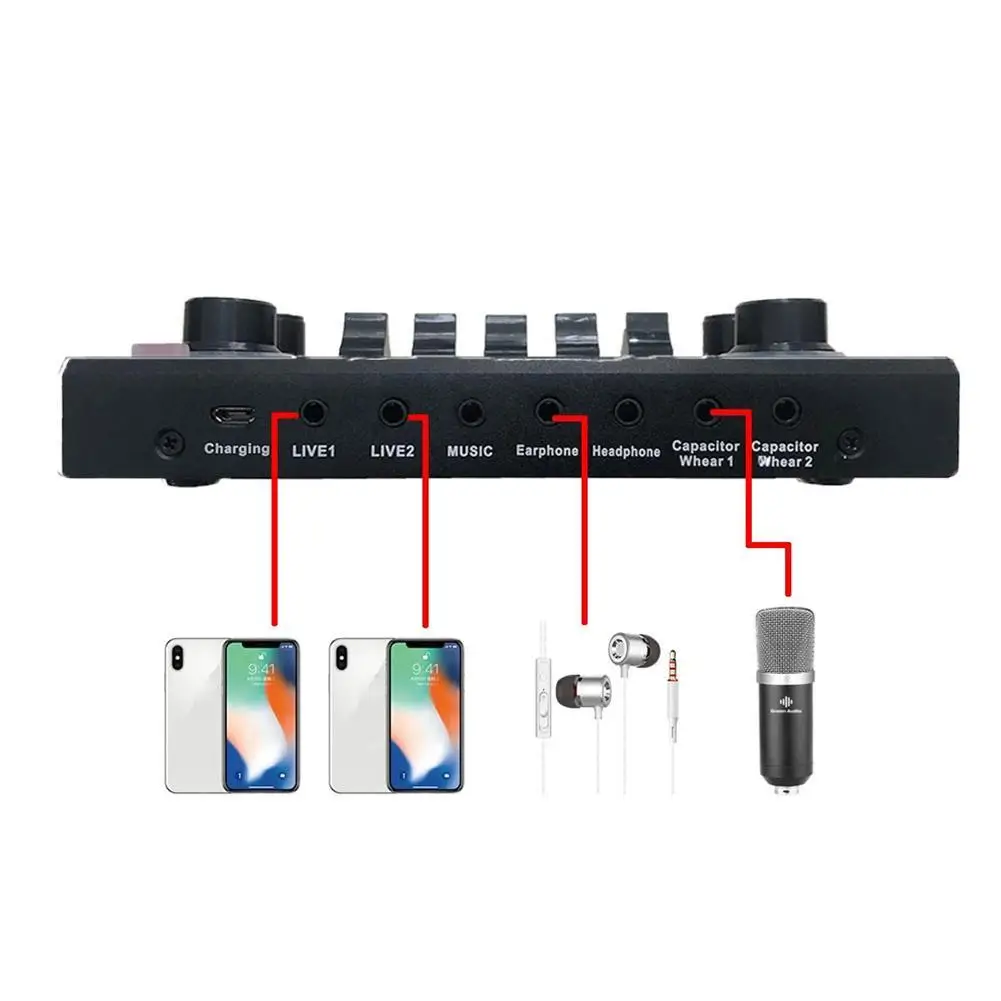 GAX V9 Bluetooth Geluidskaart Usb гарнитура микрофон трансляция в прямом эфире Geluidskaart|ЦАП| |