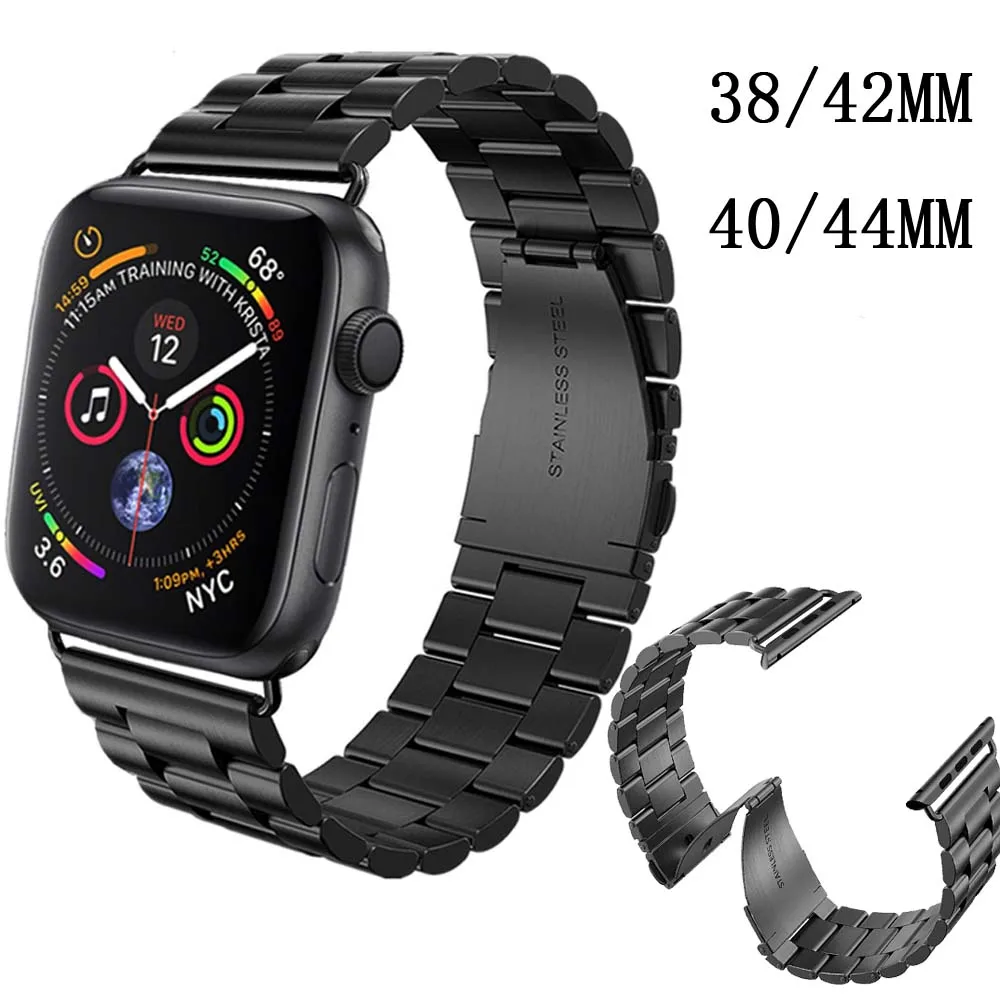 

Ремешок из нержавеющей стали для apple watch band 42 мм 38 мм 44 мм 40 мм, роскошный металлический браслет для iWatch series se 6/54/3/2/1