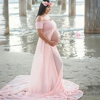 slit front pregnant maternity dresses for pregnancy pregnant clothes maxi gown women sexy photo shoot photography props clothing