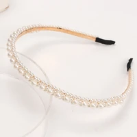 elegant pearl headband metal hair hoops for women girls imitation pearls white hair band 2021 fashion hair accessories headwear