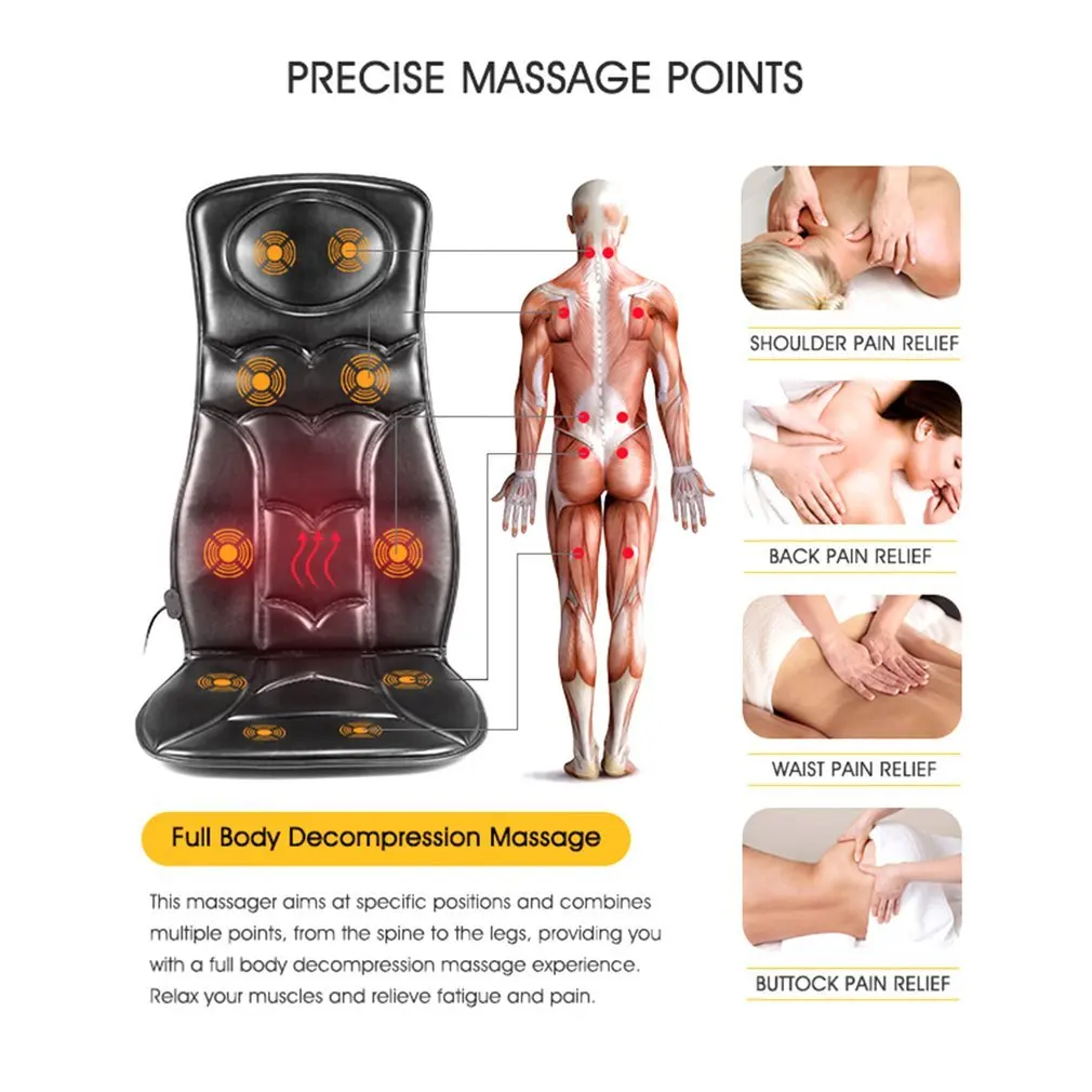 Новый 10 мотор вибрации массажное кресло подушка сиденья w/тепло для домашнего