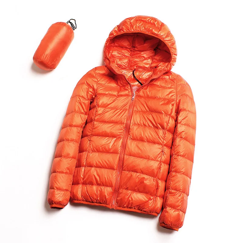 hooded orange Осень зима женская простая куртка-пальто Женская тонкая с капюшоном брендовая хлопковая куртка повседневная черная куртка плюс размер куртка - Цвет: hooded orange