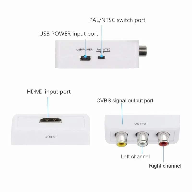 Hot Sale HDMI To RCA AV/CVBS Adapter HD Video Converter Box to AV/CVSB L/R 1080P Mini AV Support NTSC PAL | Электроника