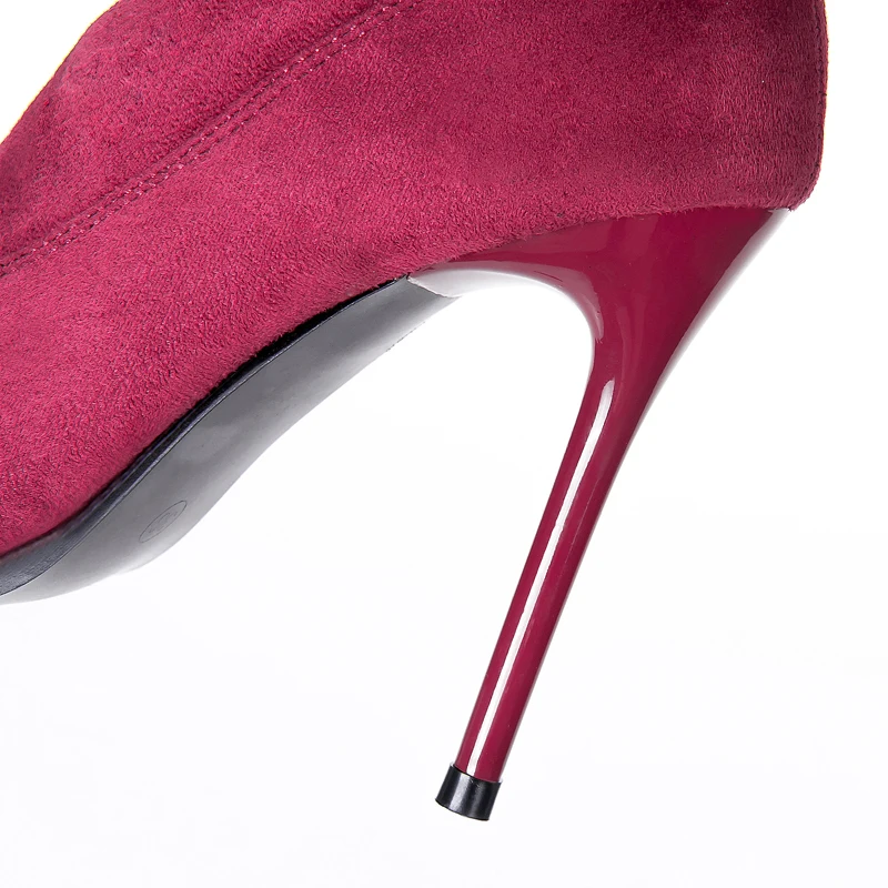 2020 весенние женские высокие сапоги выше колена на высоком каблуке 10 см плюшевые