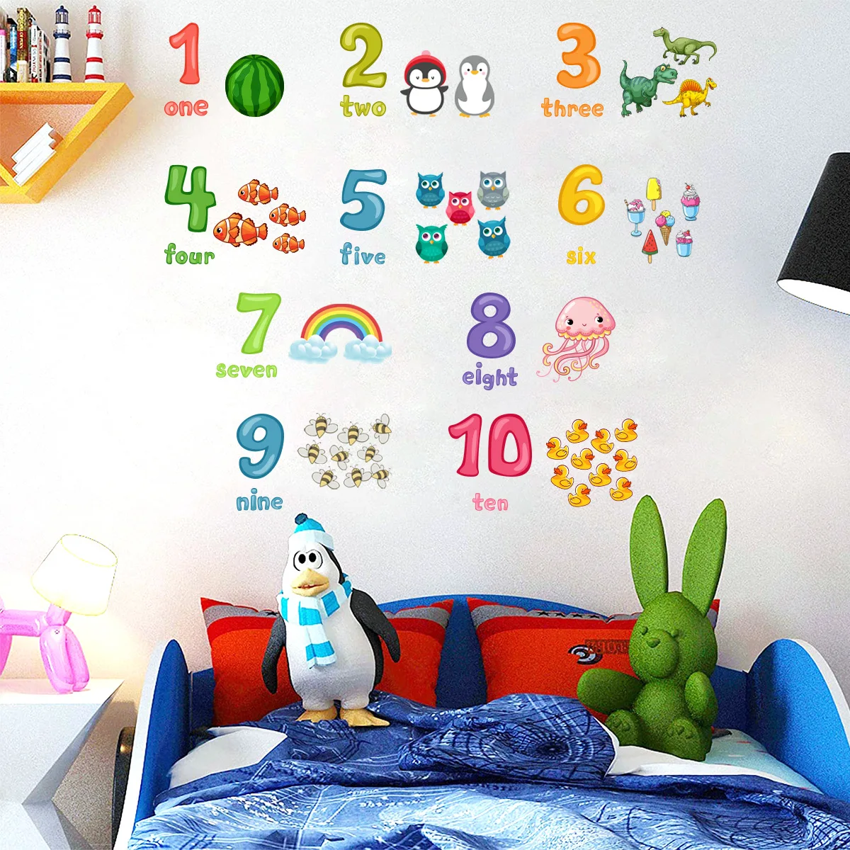 

Cartoon Number Wall Sticker Animal for Kids Room Decoration Baby Early Learning Wall Decals Vinyl Children Gifts