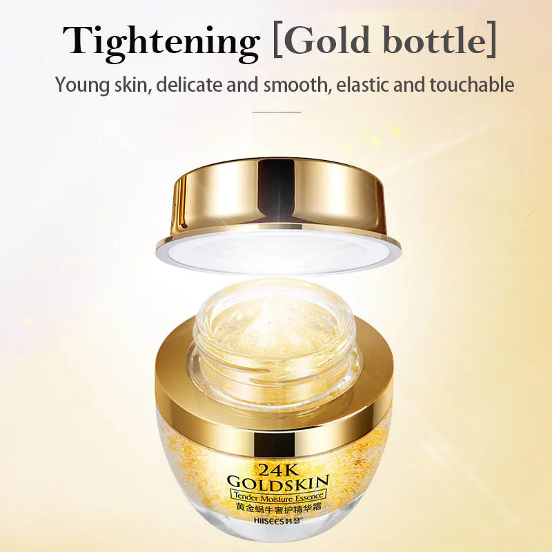 

24K Gold Snail Face Cream For Dry Skin Care Anti Wrinkle Brightening Collagen Anti-Aging Whitening Moisturizing Creams Korean