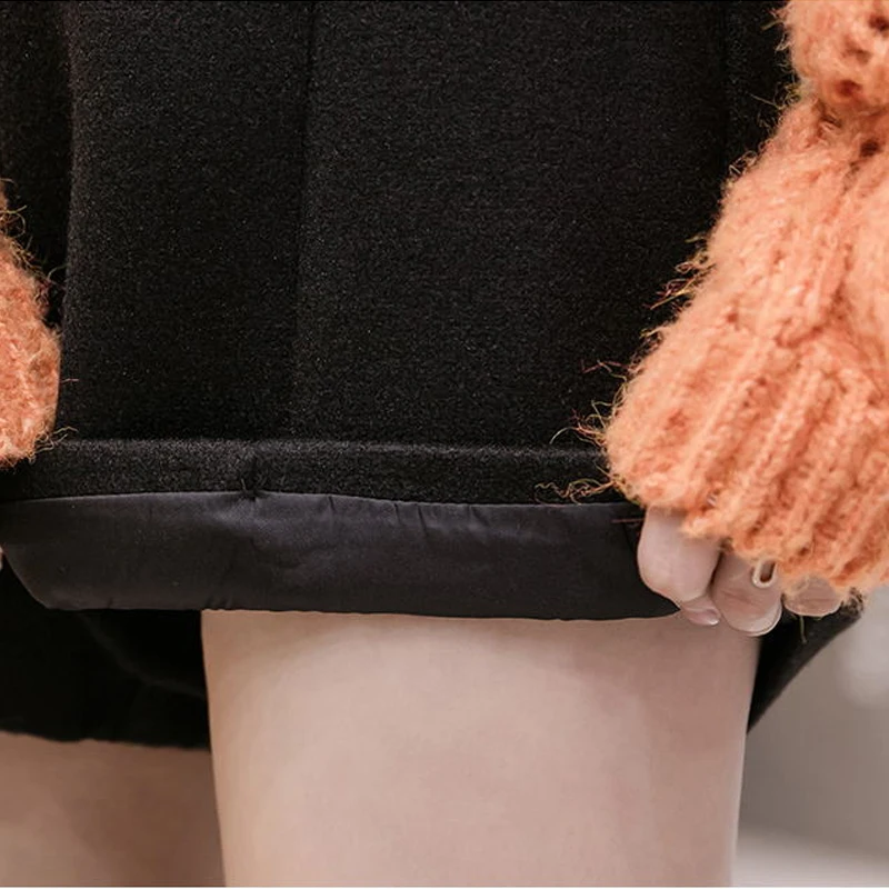 

Office Lady Winter Skirts Shorts New Fashion High Waist Women Shorts With Belt Solid Short Wide-legged Pants Short Femme 12667