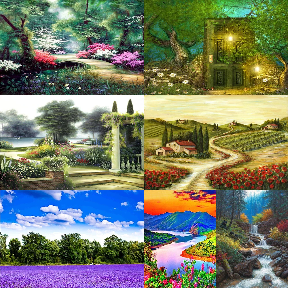 

Картина 5D «сделай сам» из страз, весенний и осенний пейзаж, узор, Алмазная мозаика, полная вышивка для дома, декор для комнаты