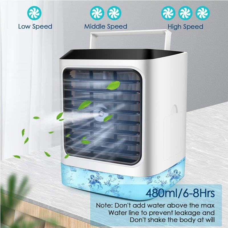 

CPDD Personal Air Conditioner Portable Air Cooler Fan with Handle 3 IN 1 Cooler USB Desk Fan Cooling Evaporative Humidifier