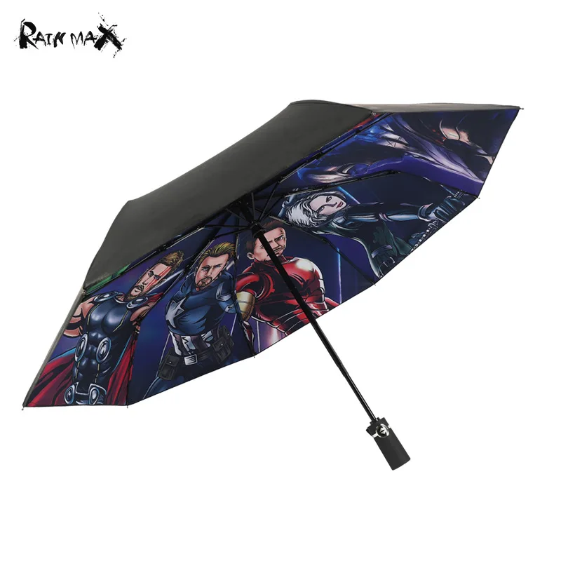 

Children Fully Automatic Folding Umbrella Avenge Cartoon Personal Black Coating Anti-UV Sun Umbrella Rain Windproof Gift