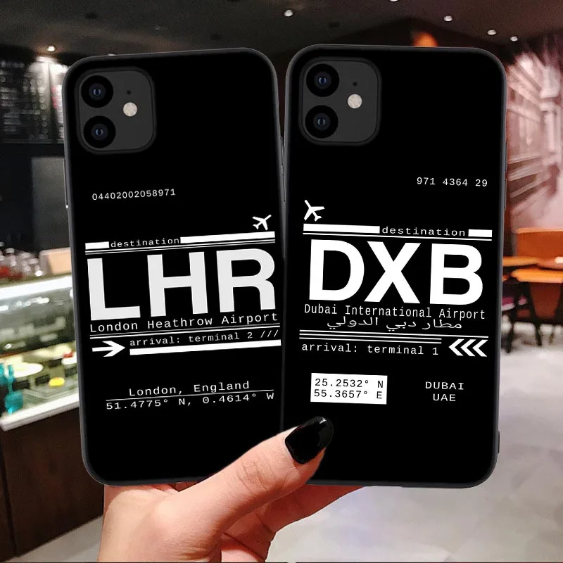 Международный аэропорт Дубая для iPhone 12 Pro Max мягкий чехол с надписью и вызовом 11 7 8 SE 2020|Бамперы| |